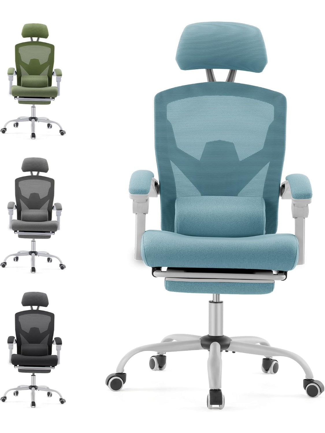 Asiento Ergonomico para Escritorio con Soporte Lumbar Reposapies Incorporado y Respaldo Confortable