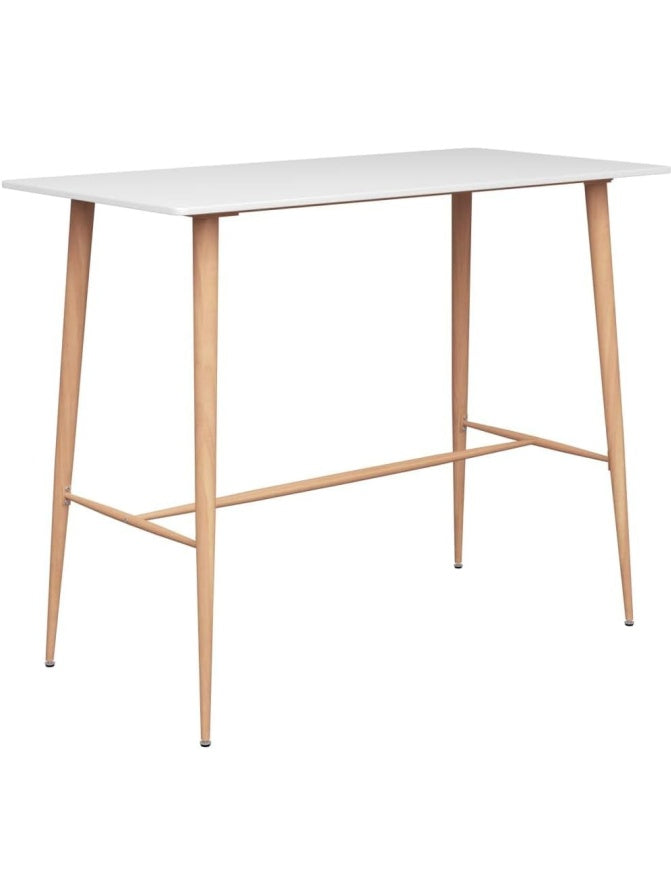 Mesa Alta Tipo Barra para Cocina con Diseno Bistro, Superficie para Desayuno y Exposicion Decorativa Blanca