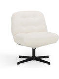 Silla Cruzada Giratoria sin Ruedas con Respaldo Reclinable para Oficina y Tocador Blanca