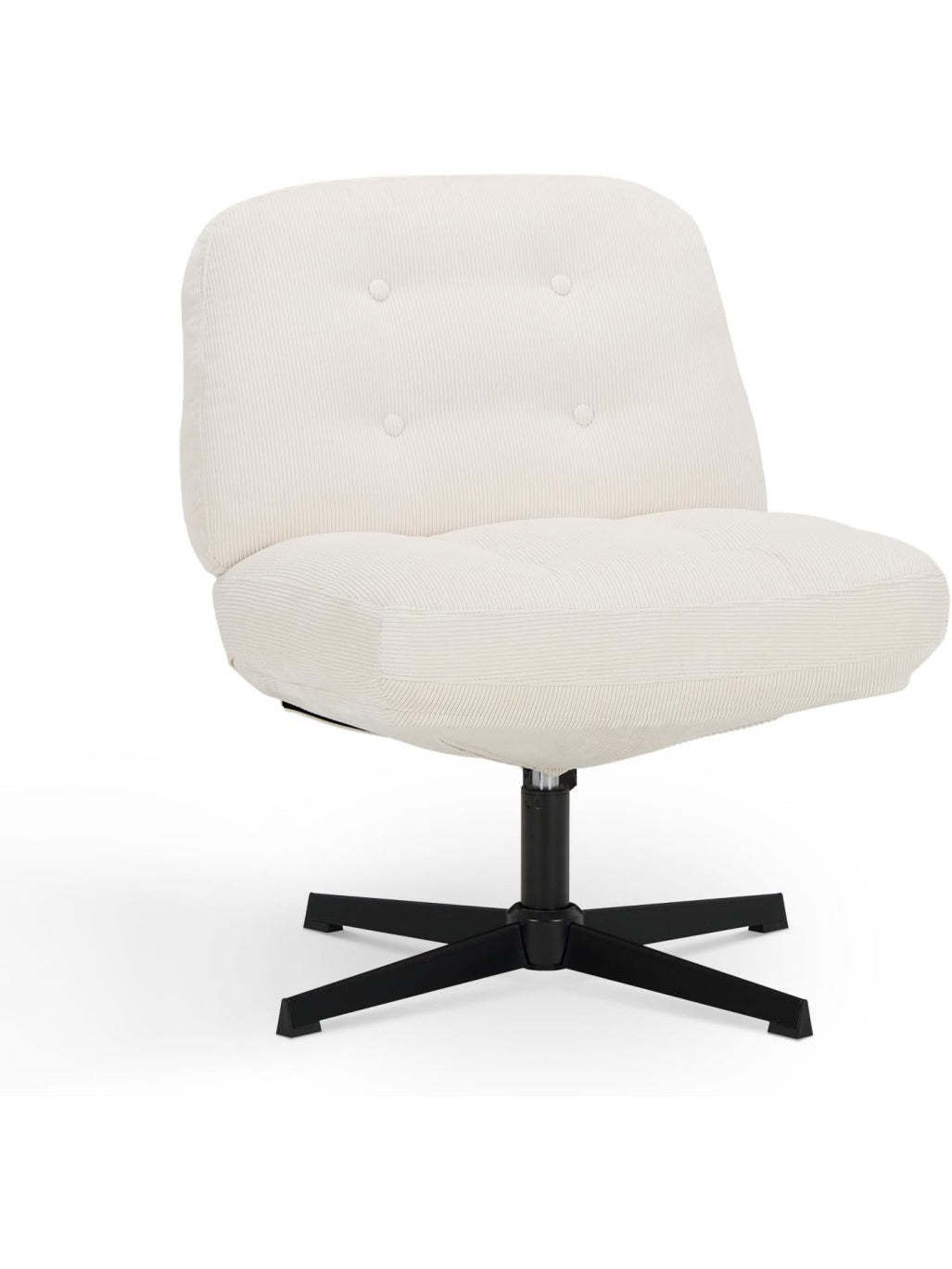 Silla Cruzada Giratoria sin Ruedas con Respaldo Reclinable para Oficina y Tocador Blanca