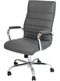 Silla Ejecutiva Giratoria con Respaldo Alto Estructura Metalica y Tapizado Gris