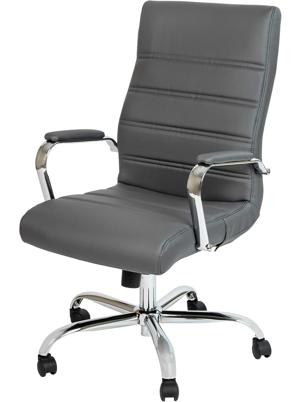 Silla Ejecutiva Giratoria con Respaldo Alto Estructura Metalica y Tapizado Gris