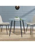 Mesa Redonda de Cristal con Patas Metalicas para Comedor, Estudio u Oficina